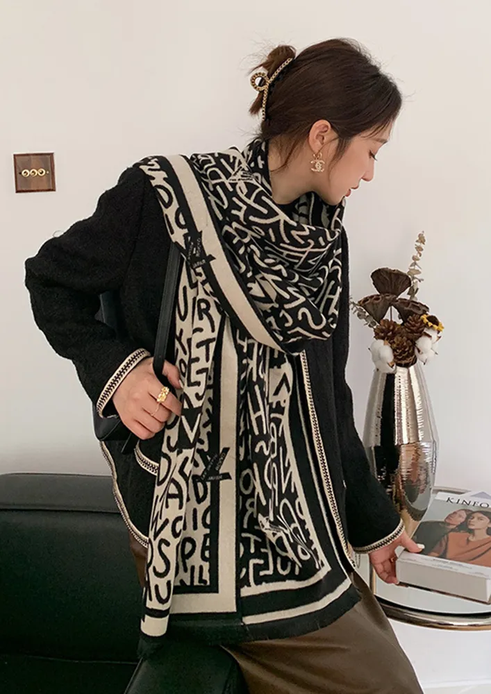 IN PERFECTLY WEAVED SOLID PRINTED BLACK SCARF