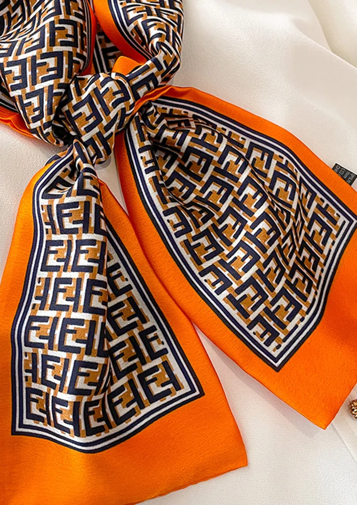 K-STYLE ORANGE PRINTED WOVEN SCARF