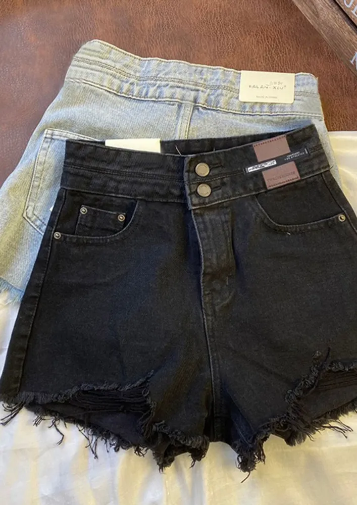 SIT TIGHT DARK BLUE DENIM SHORTS