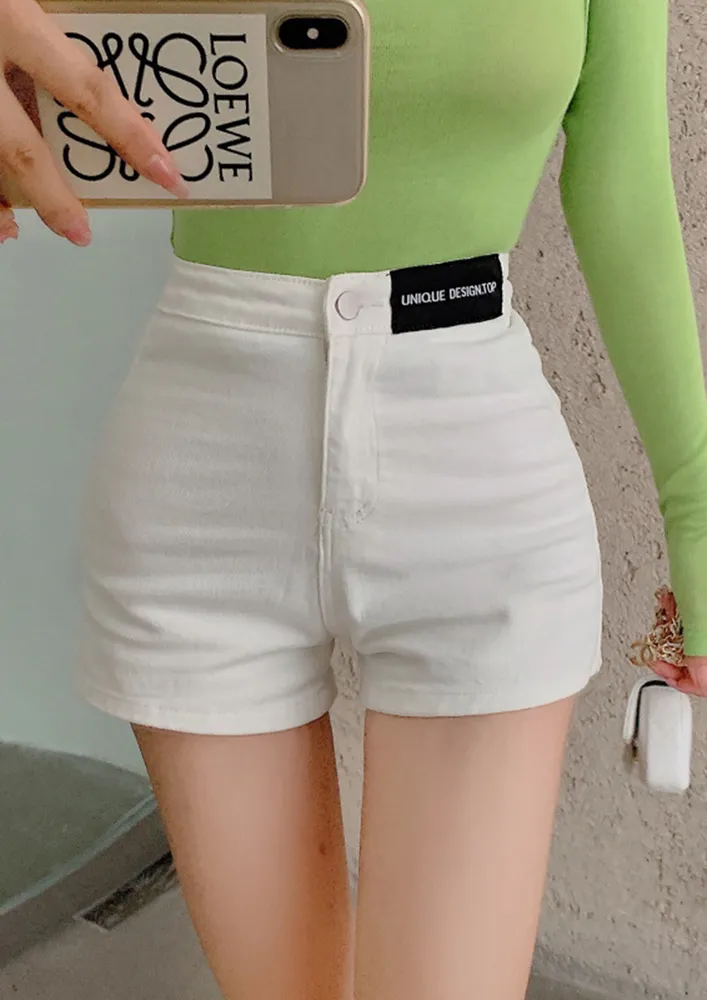 SAVAGE HIGH WAIST WHITE DENIM SHORTS