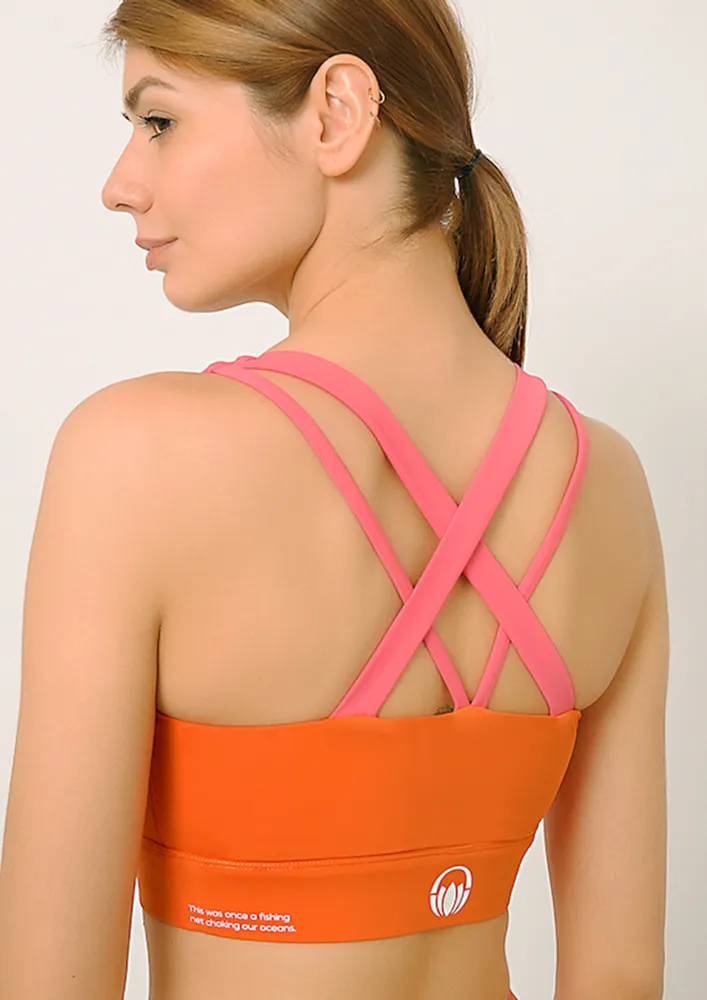 Buttr Sunset Orange Yoga Sports Bra