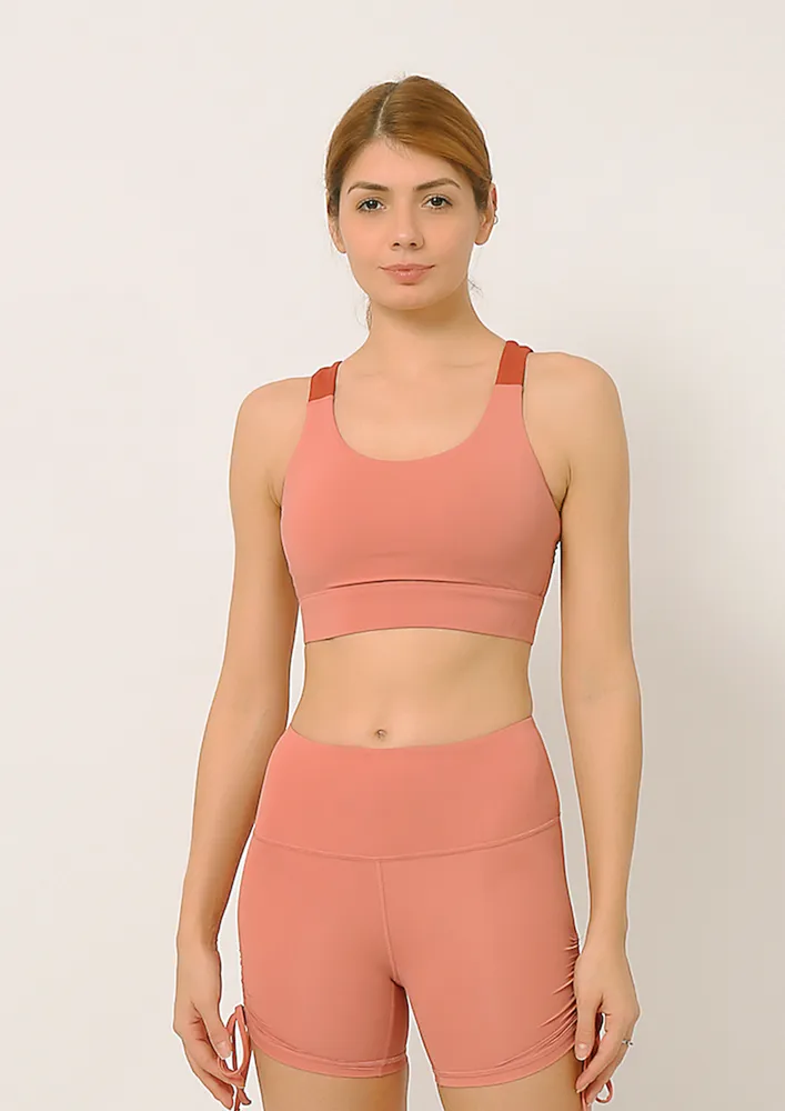 Buttr Salmon Pink Yoga Sports Bra