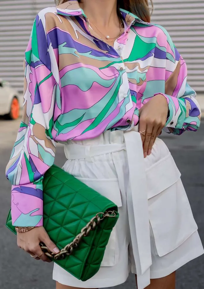 REGULAR MULTICOLOUR PRINTED BLOUSE