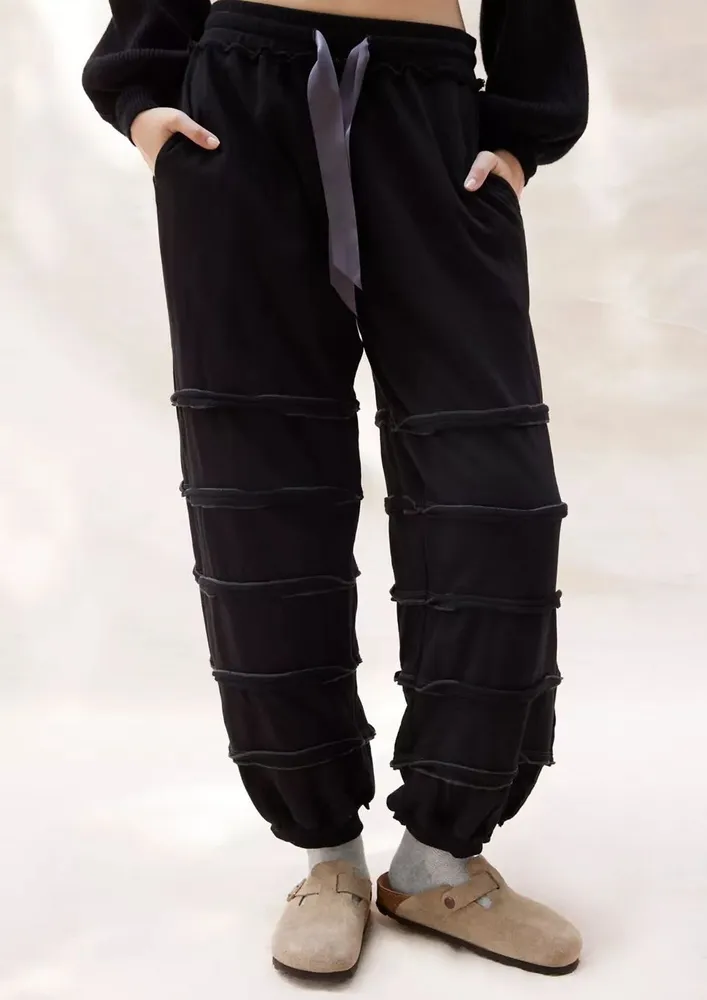 Black Drawstring-waist Pants