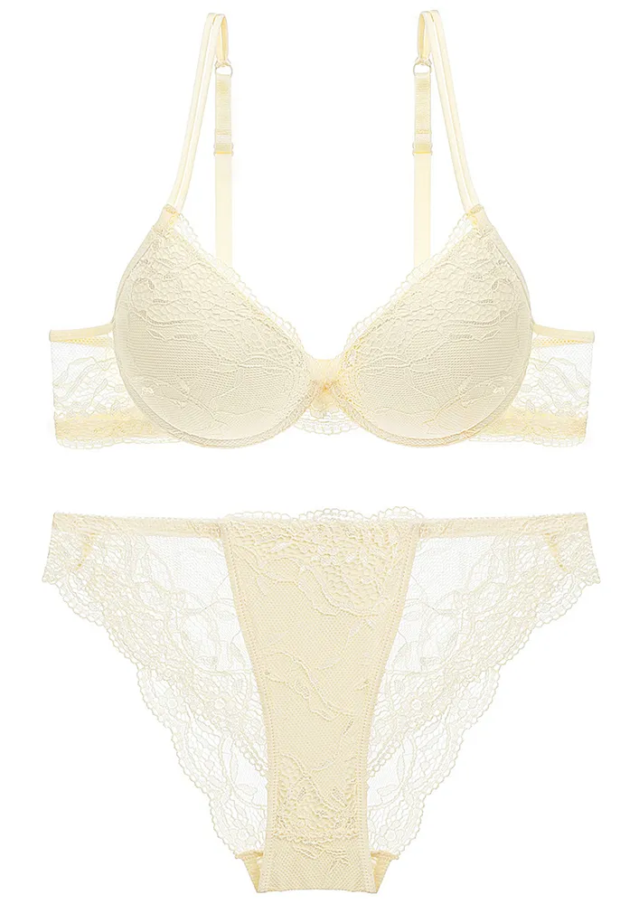 BEIGE LACY BRAZILIAN LINGERIE SET