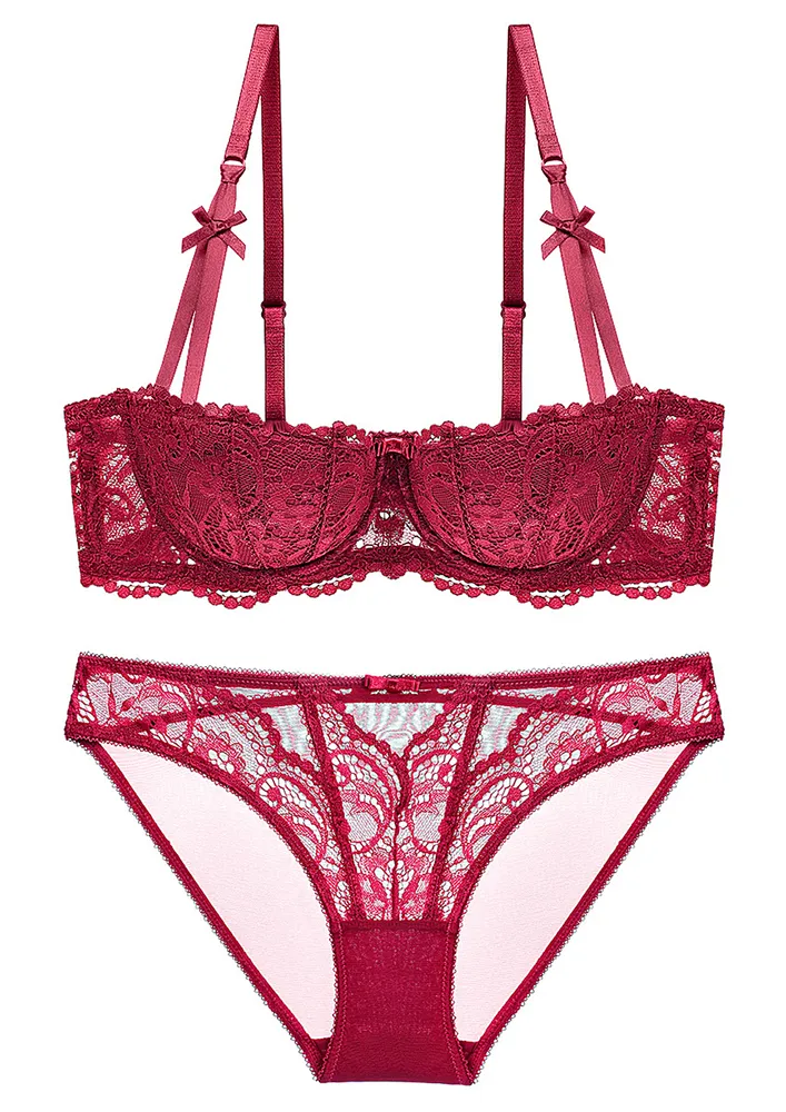 JACQUARD LACE CLARET LINGERIE SET