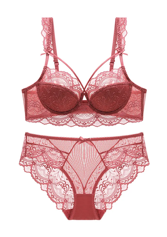 Nylon Blend (set Of 2) Lace Lingerie Set