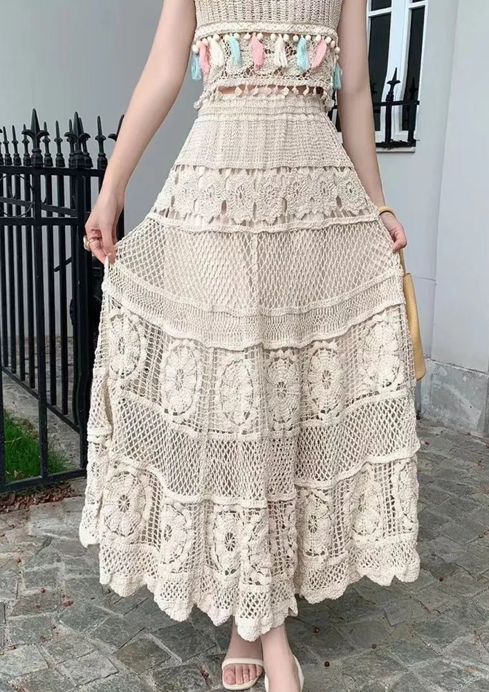 Free Size A-line Crochet Maxi Skirt