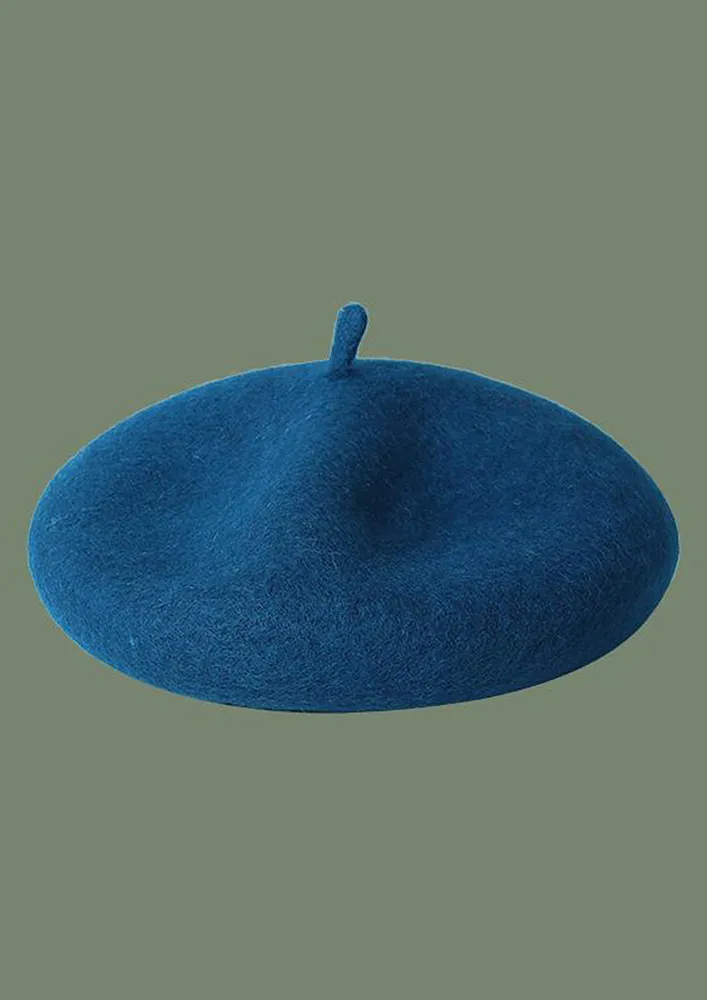 SOLID BLUE BERET HAT