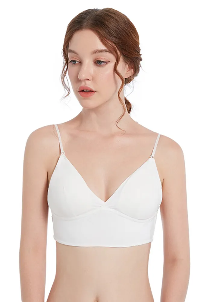 White Backless Halter Neck Bra