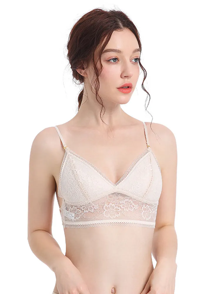 Backless Light Beige Lace Convertible Bralette