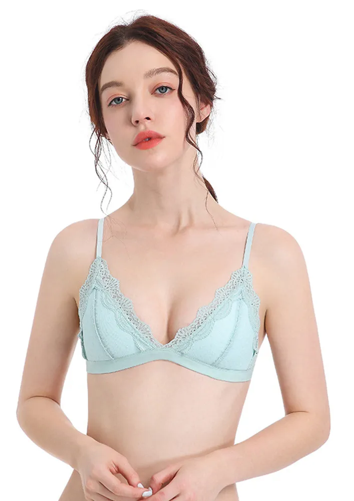 Blue Lace Detail Non Padded Bra