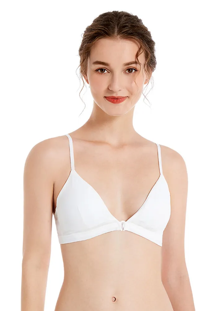 White Removable Cup Front-open Bra