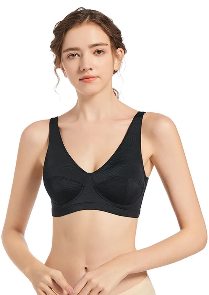 Black Padded Non-wired Full Figure Bra