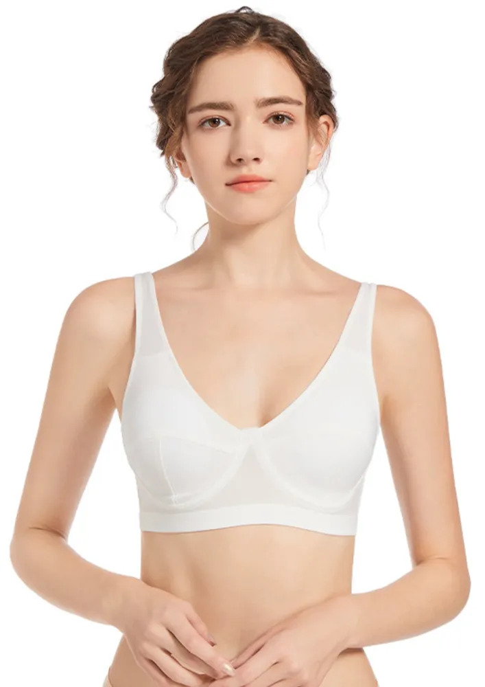 White Padded Non-wired Full Figure Bra