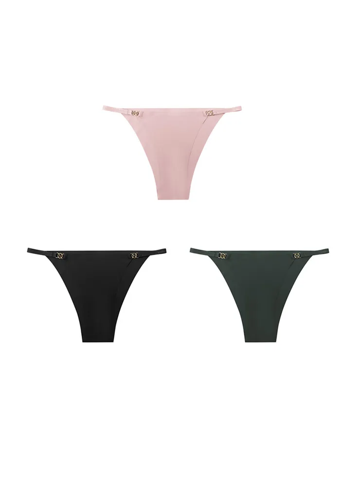 3pc (black, Pink & Green) Thong Brief Set