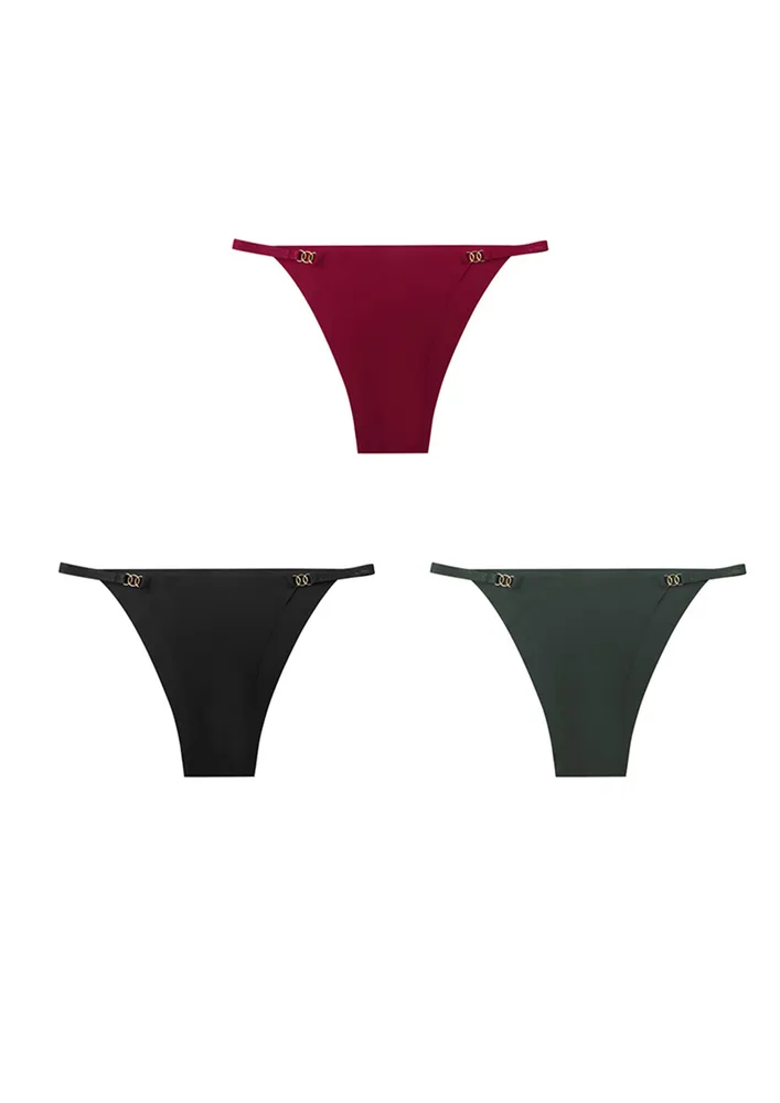 3pc (red, Black & Green) Thong Brief Set