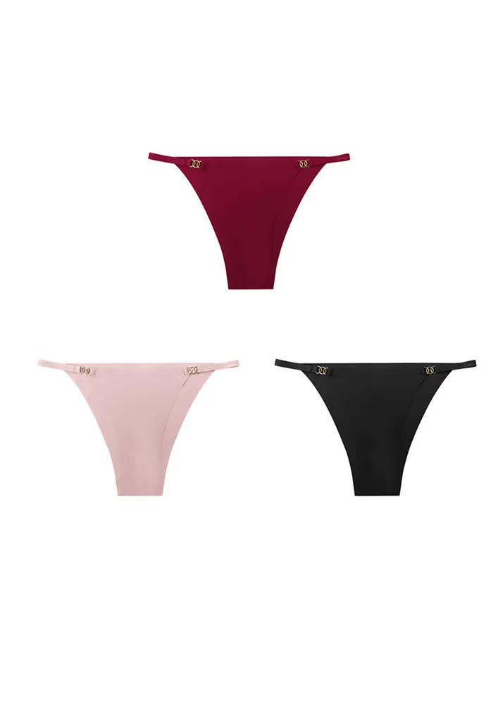 3pc (red, Black & Pink) Thong Brief Set