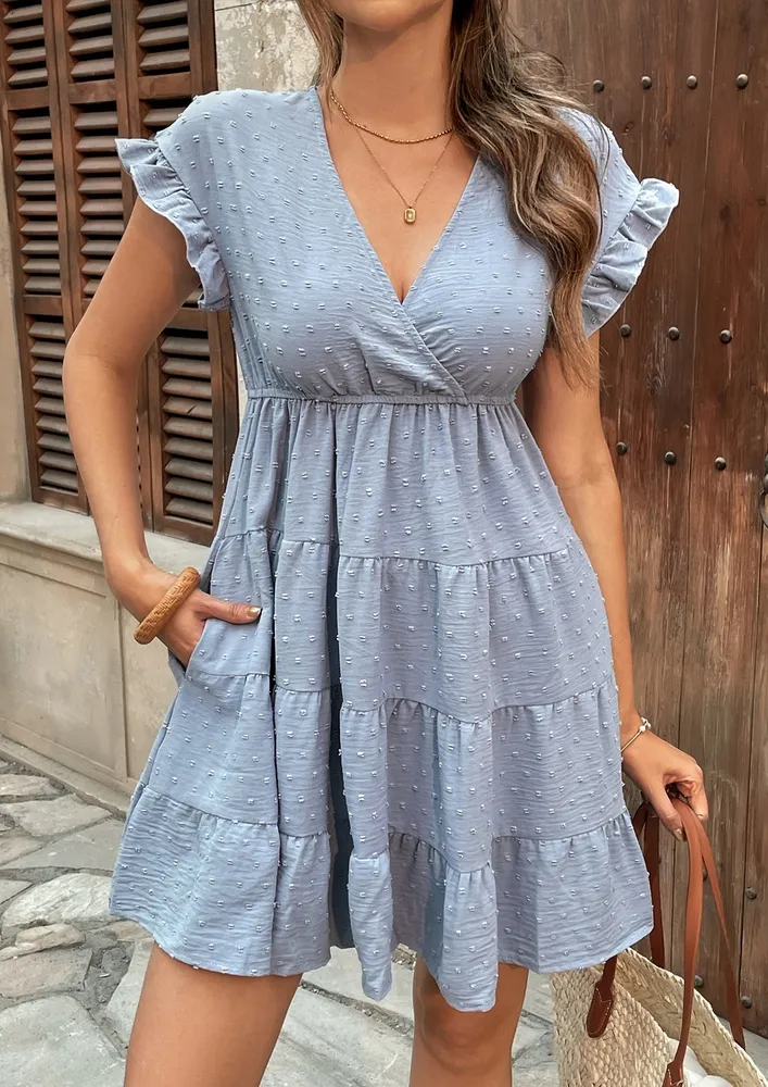 Blue Swiss Dot Tiered Dress