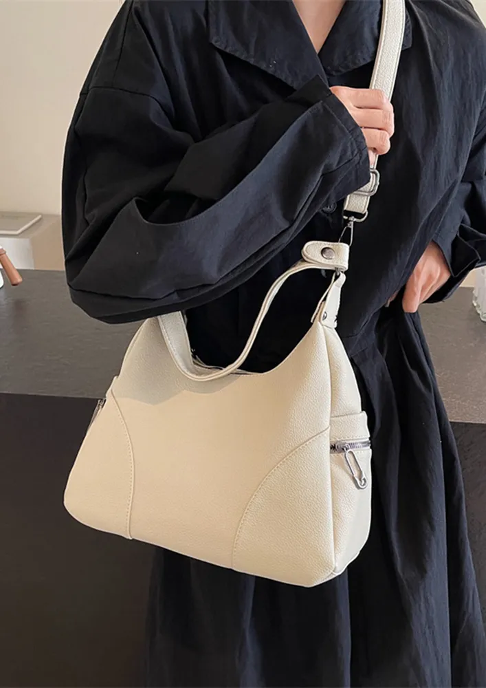 IMITATION LEATHER SHOULDER OFF-WHITE BAG