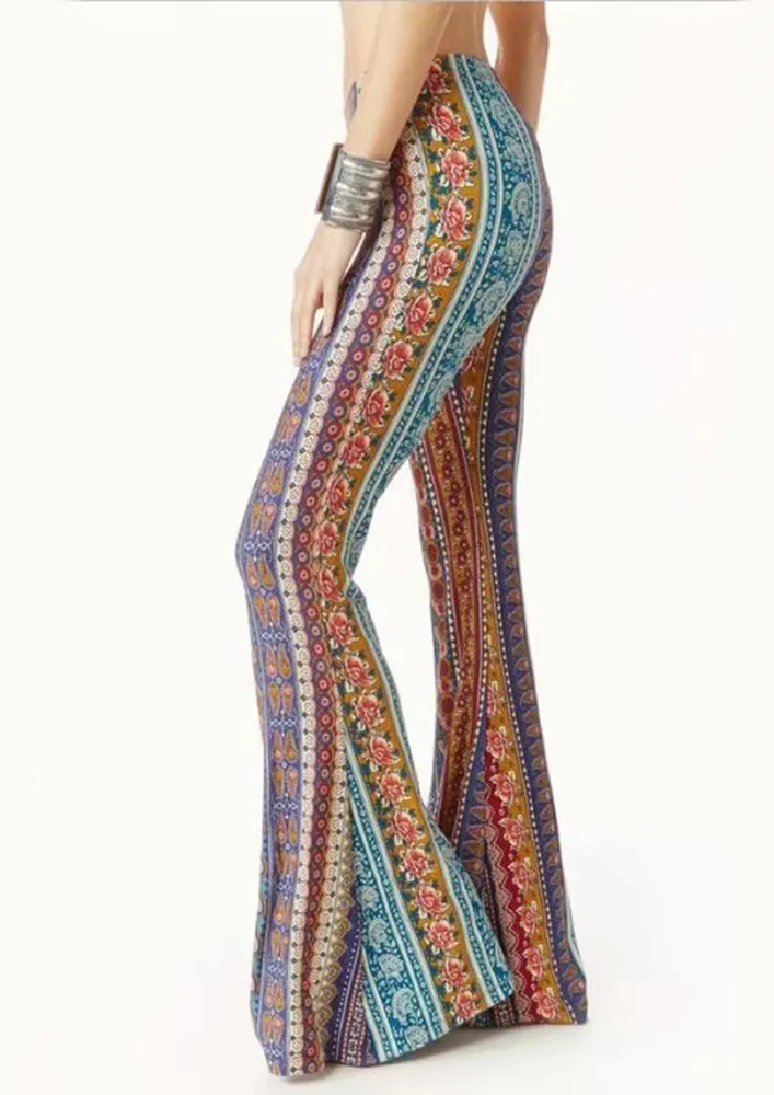 Ethnic Print High-rise Flare Pants