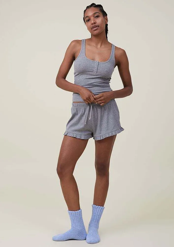 Light Grey Pyjama Top & Shorts Set