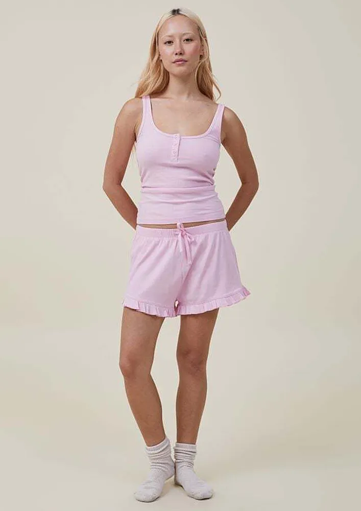 Pink Pyjama Top & Shorts Set