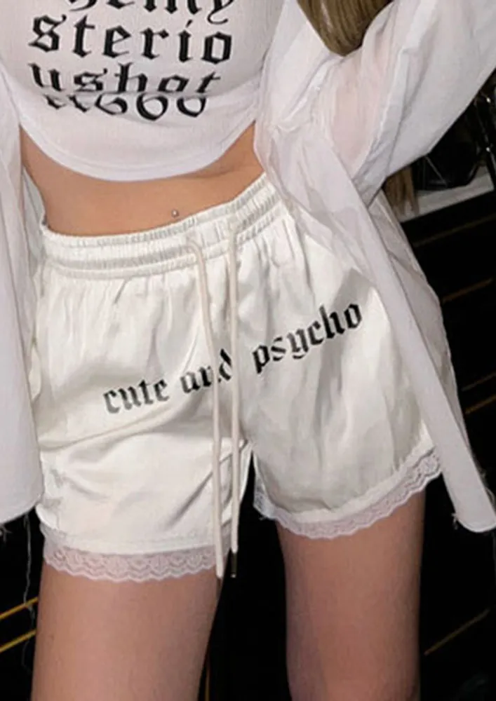 White Lace Hem Shorts