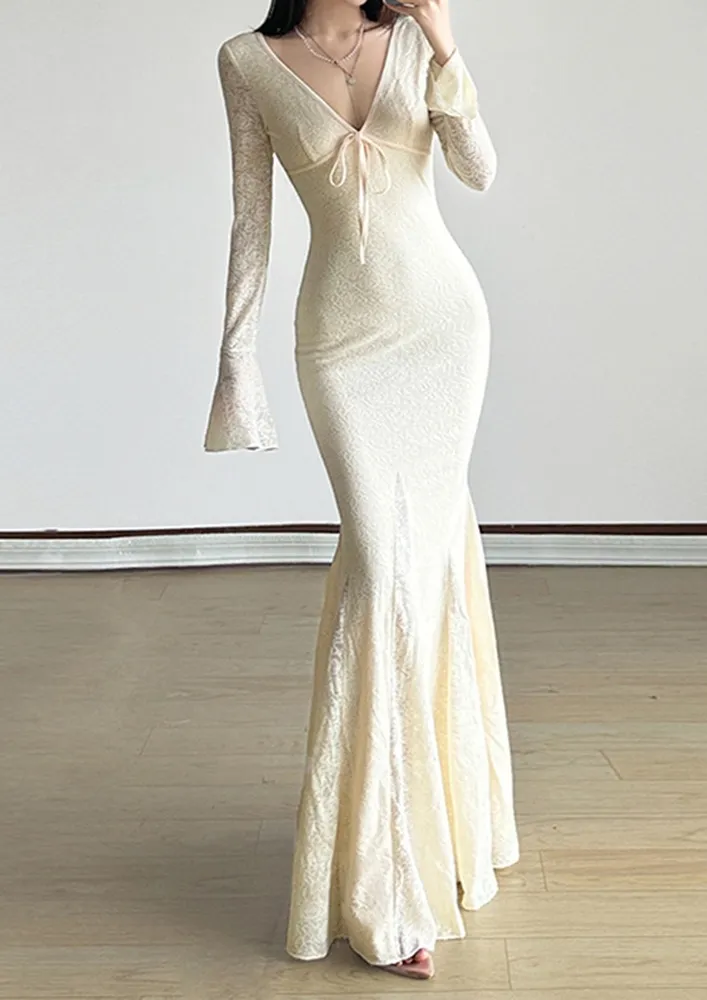 V-neck Godet Maxi Dress