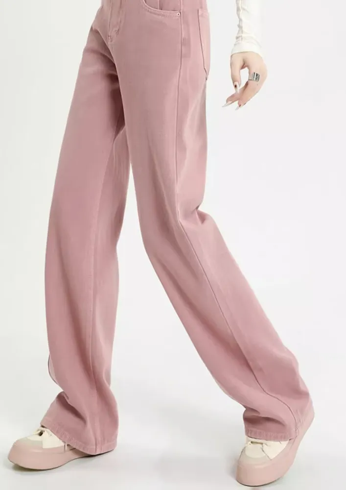 Pink High-rise Straight Jeans