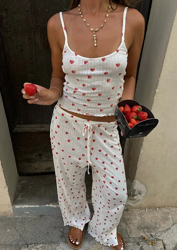 White Novelty Print 2-pc Loungewear Set