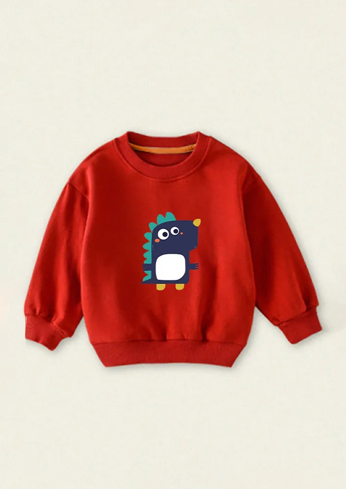 Boys Printed Red Sweatshirt