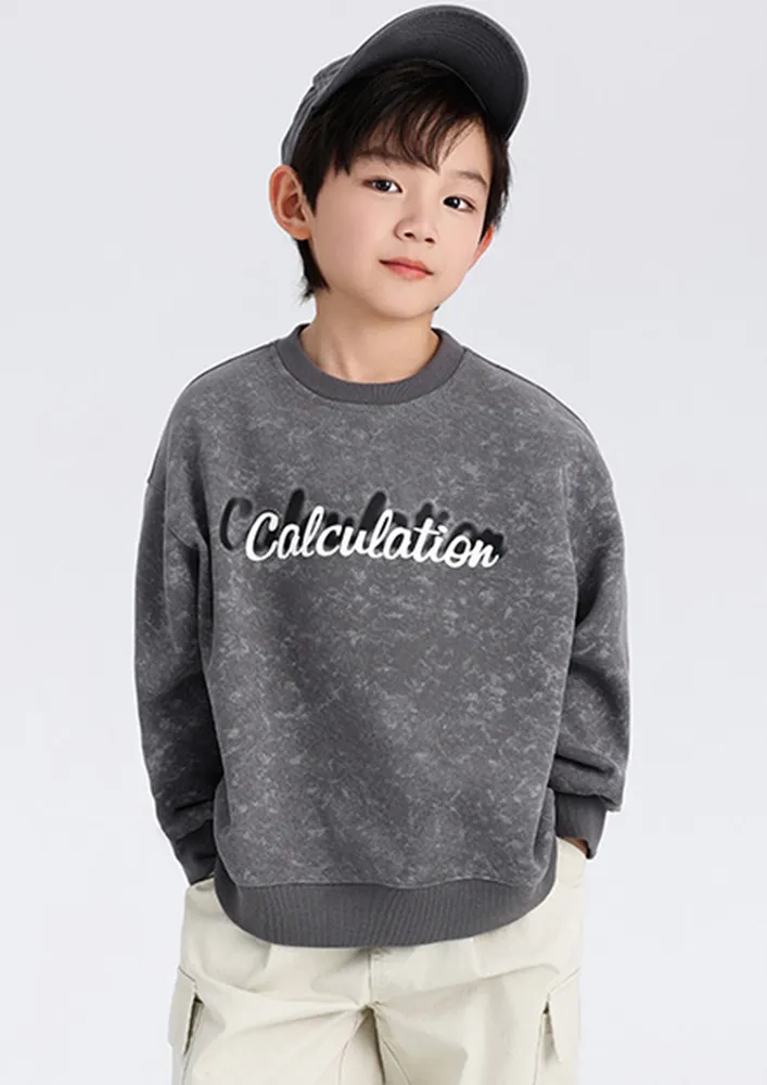 Grey Typographic Print Boys Sweatshirt