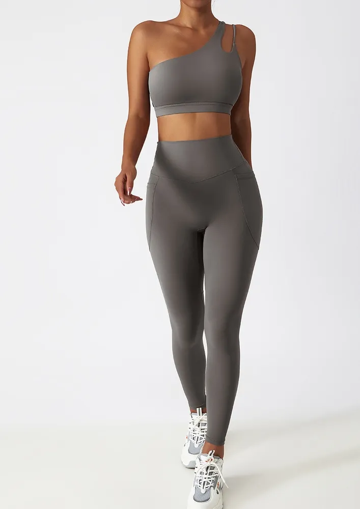 Grey Activewear Leggings With Pockets