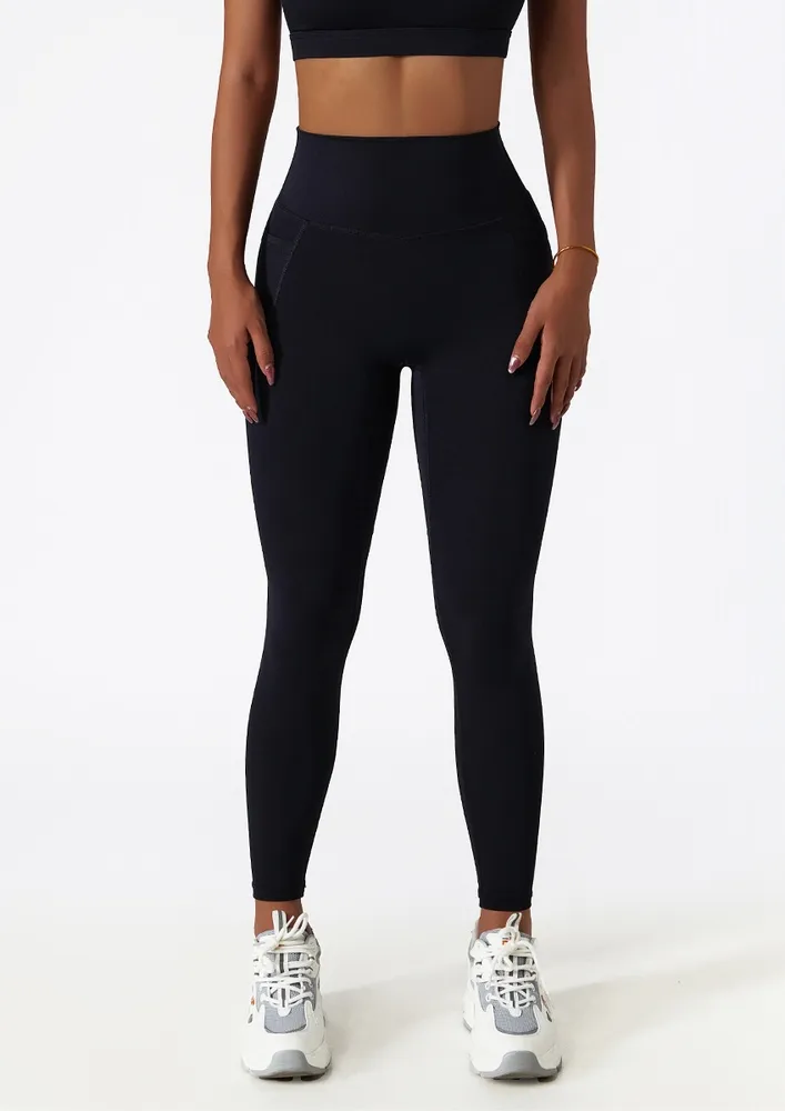 Black Activewear Leggings With Pockets