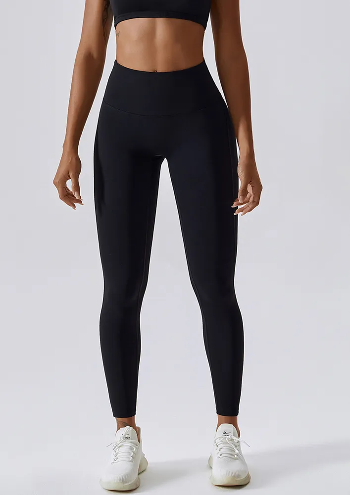 BLACK HIGH-WAIST QUICK-DRY SPORTS LEGGING