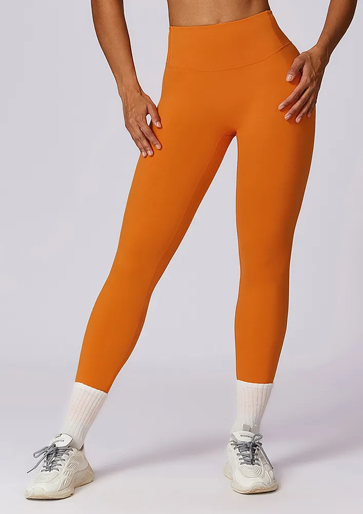 HIGH-WAIST SLIM ORANGE SPORTS LEGGINGS