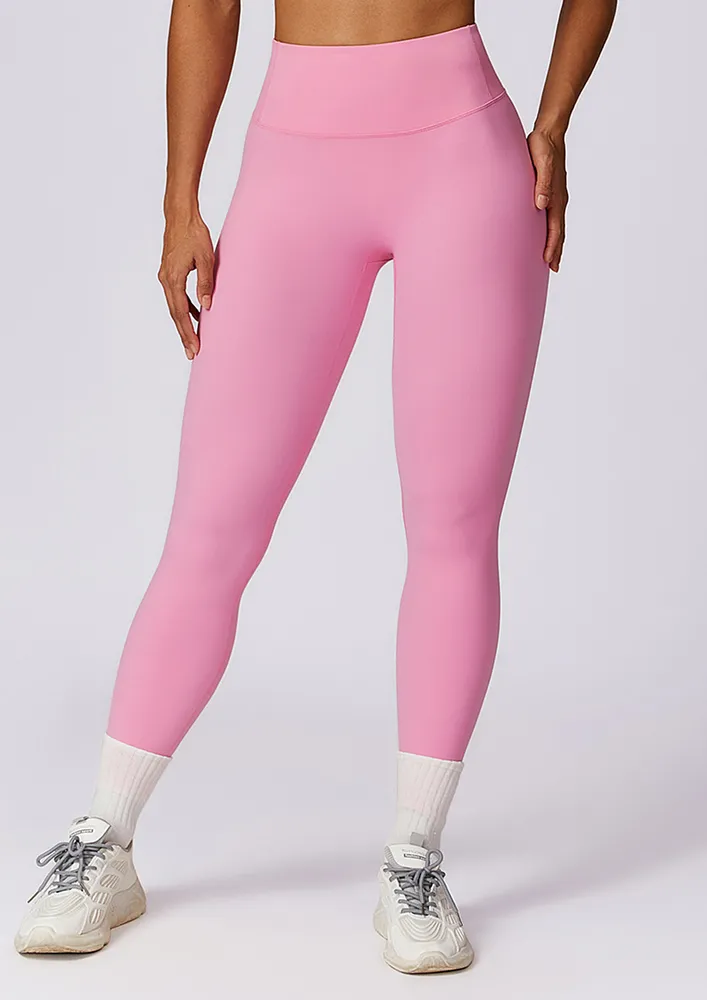 PINK HIGH-WAIST SLIM SPORTS LEGGINGS