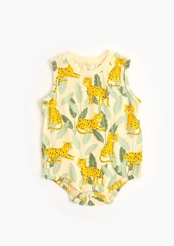 Yellow Unisex Kidswear Printed Onesie