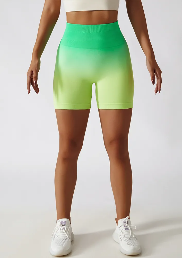 OMBRE LIGHT GREEN YELLOW RUNNING SHORTS