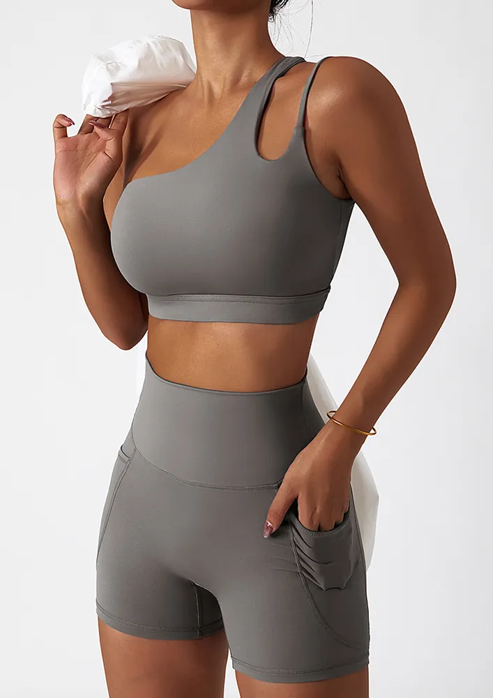 GREY HIGH-WAIST CYCLING SHORTS