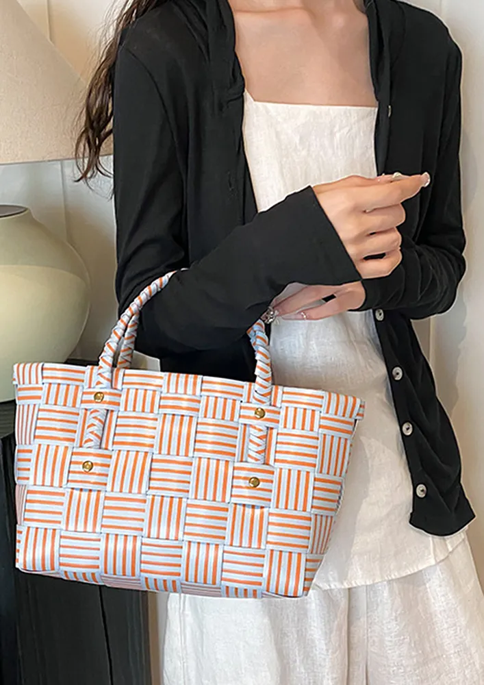 STRIPE PRINT OPEN-TOP HANDBAG