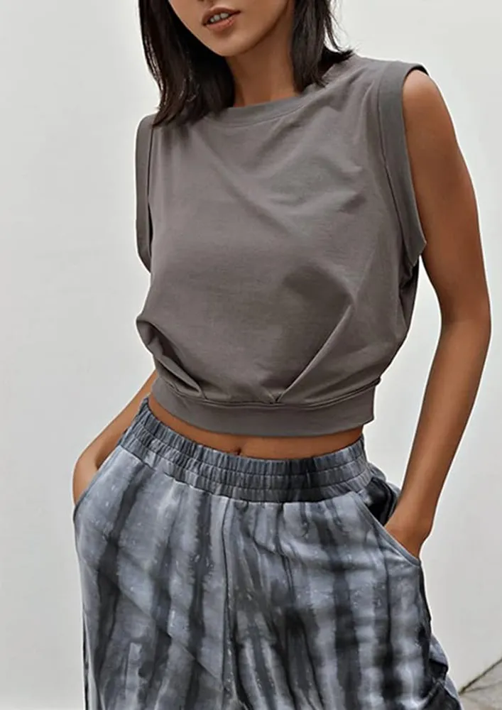 Grey Cinched Hem Sports Top