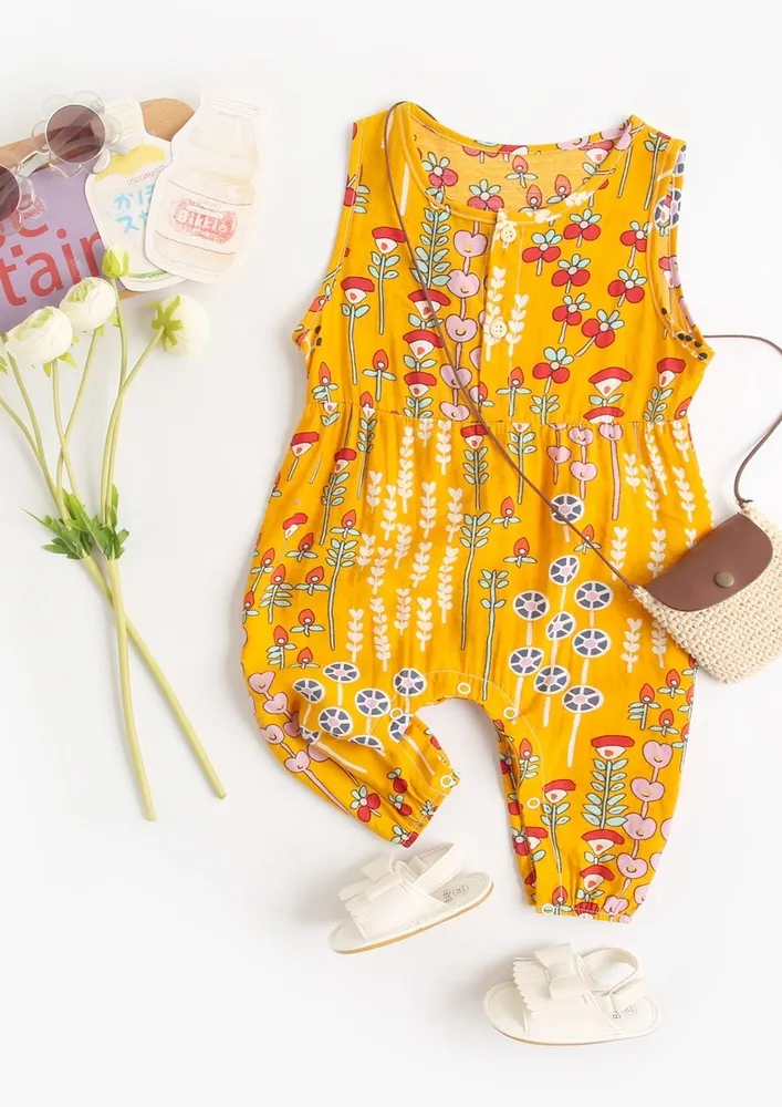 Girls Crew Neck Printed Onesie