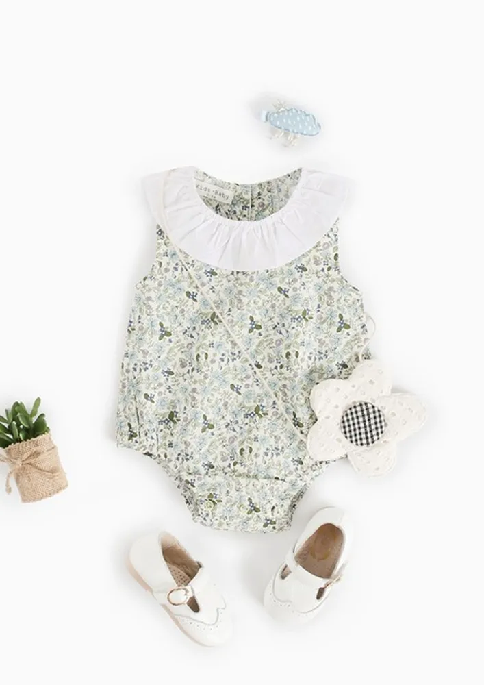 Girls Collared Printed Onesie