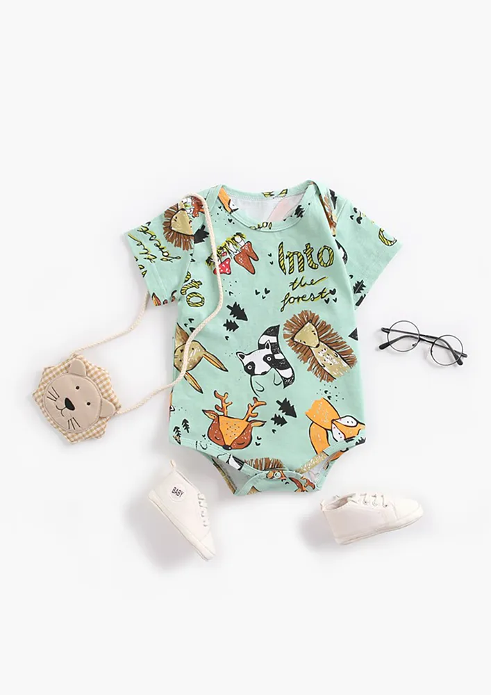 Boys Green Animal Graphic Onesie