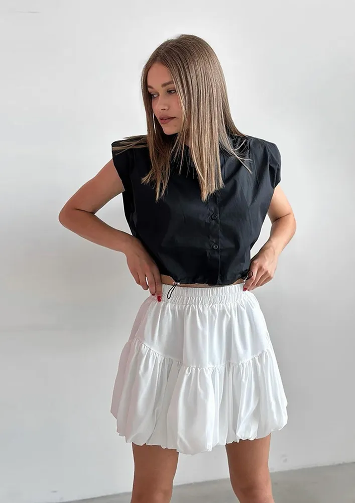 White Pull-on Mini Bubble Skirt