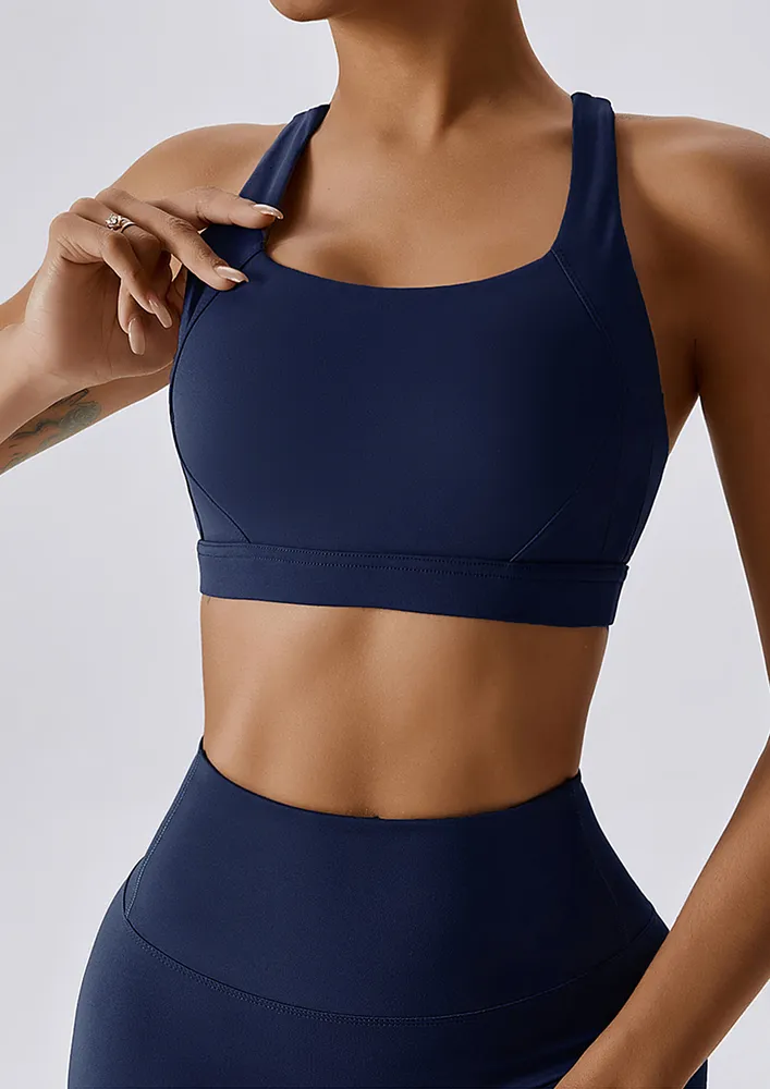 DARK BLUE U-NECK SPORTS BRA