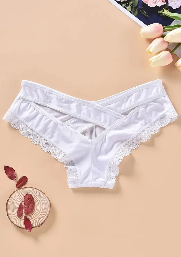 White Cut-out Detail Plus Size Hipster Brief