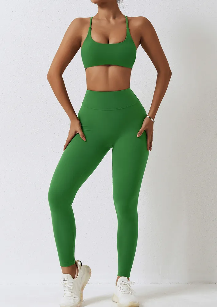 SCULPTING WAIST GREEN SPORTS LEGGINGS